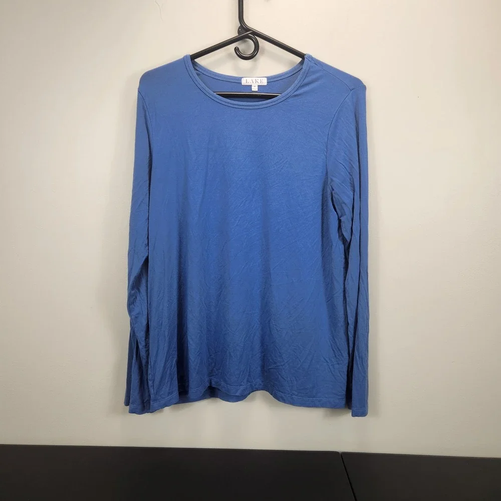 LAKE Pajamas Blue Modal Spandex Long Sleeve‎ Crewneck Sleep Top Womens Medium